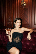 Daisy Strapless Lace Corset Dress (Black)